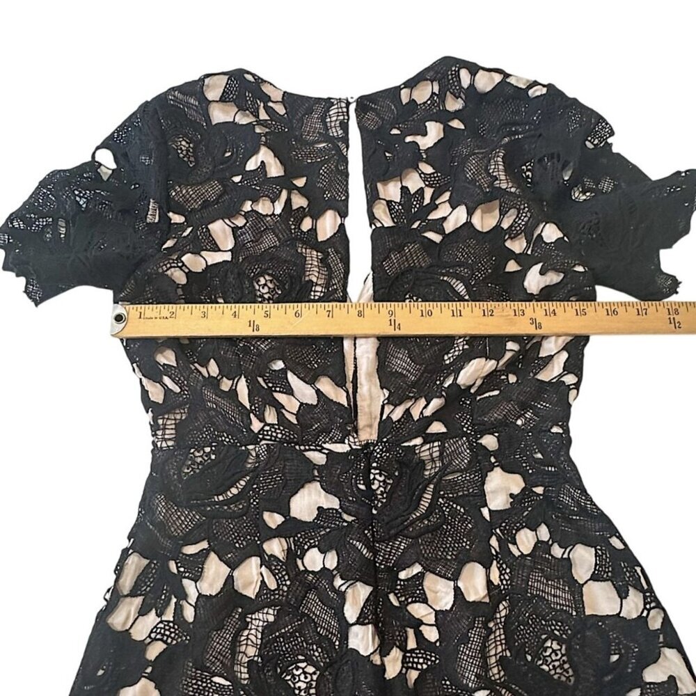 The Impeccable Pig Floral Black Lace Romper, Size S - Picture 13 of 15